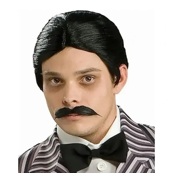 Adams Family Gomez Wig & Moustache Set Adult Halloween Costume Accessory Black - cutbabycare.com | baby boutique & care hub