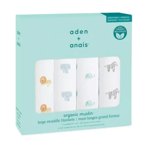 Aden + Anais animal kingdom ORGANIC 4-pack swaddles - cutbabycare.com | baby boutique & care hub