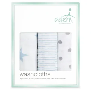 Aden Dapper 3 Pack Aden Washcloths - cutbabycare.com | baby boutique & care hub