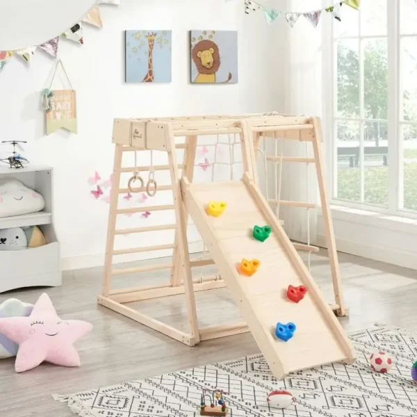 All 4 Kids Hudson Timber Pikler Baby Activity Play Center Slider - cutbabycare.com | baby boutique & care hub