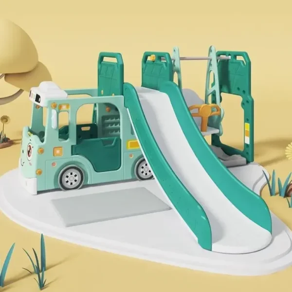 All 4 Kids Lucas Baby Slider and Swing Play Center with Bus - Green - cutbabycare.com | baby boutique & care hub