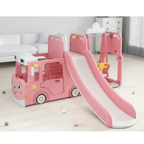 All 4 Kids Lucas Baby Slider and Swing Play Center with Bus - Pink - cutbabycare.com | baby boutique & care hub