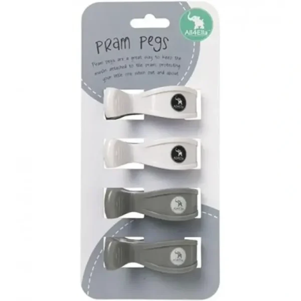 All4Ella 4 Pack Pegs White/Grey - cutbabycare.com | baby boutique & care hub