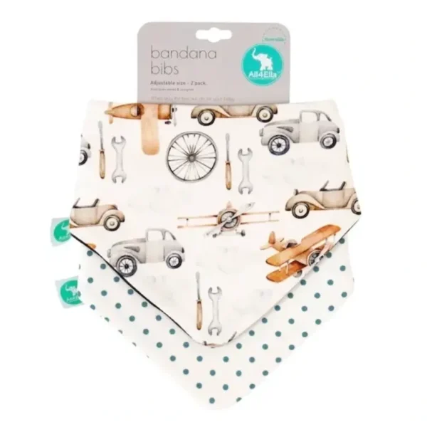 All4Ella Bandana Bibs 2 Pack Vehicle - cutbabycare.com | baby boutique & care hub
