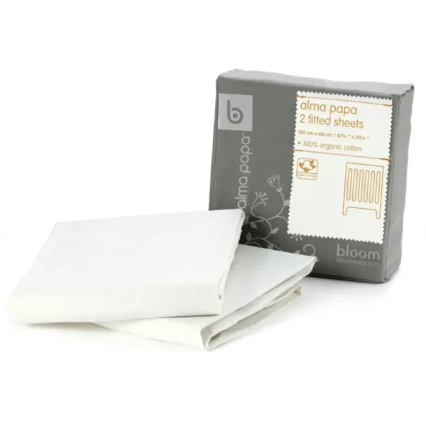Alma Papa Fit Sht Set Ocw (Organic Coconut White) (120x60cm) 2pc Per Set - cutbabycare.com | baby boutique & care hub