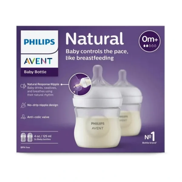 Avent Natural Response Baby Bottles 125ml 2 Pack - cutbabycare.com | baby boutique & care hub