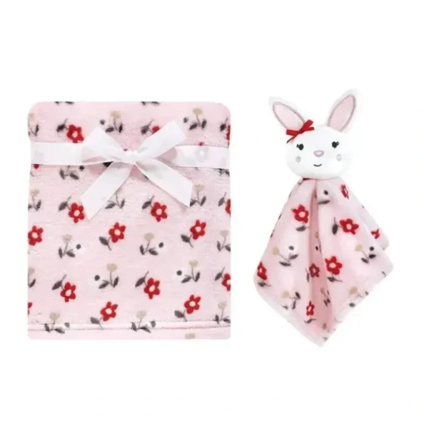 Baby Vision - Hudson Baby Plush Blanket with Security Blanket, Floral Bunny - cutbabycare.com | baby boutique & care hub