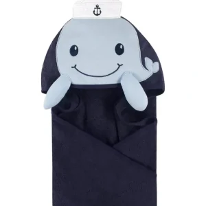 Baby Vision - Little Treasure Unisex Baby Cotton Animal Face Hooded Towel, Sailor Whale - cutbabycare.com | baby boutique & care hub