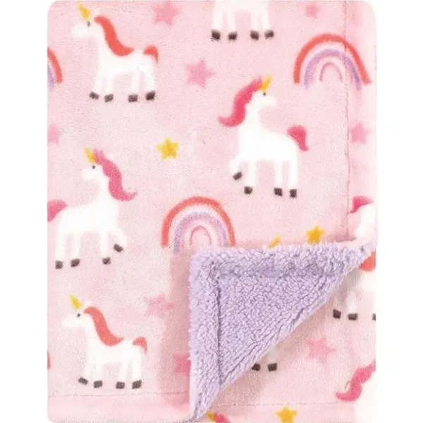 Baby Vision - Luvable Friends Unisex Baby Plush Blanket with Sherpa Back, Unicorn - cutbabycare.com | baby boutique & care hub