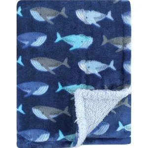 Baby Vision - Luvable Friends Unisex Baby Plush Blanket with Sherpa Back, Whale - cutbabycare.com | baby boutique & care hub