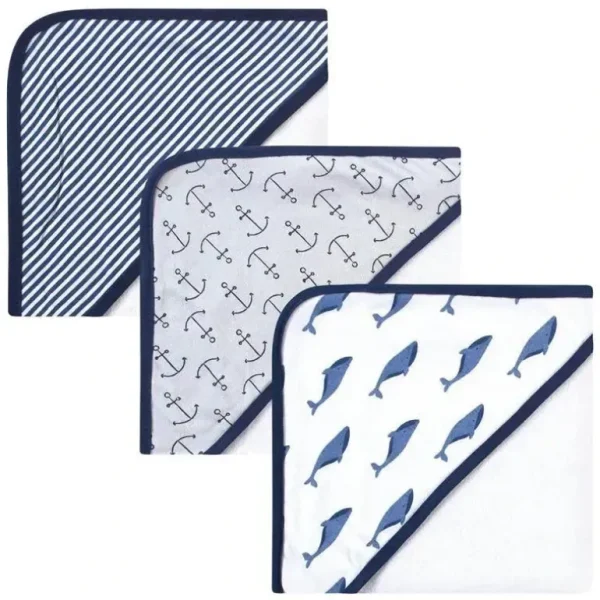 Baby Vision - Touched by Nature Unisex Baby Organic Cotton Hooded Towels, Blue Whale - cutbabycare.com | baby boutique & care hub