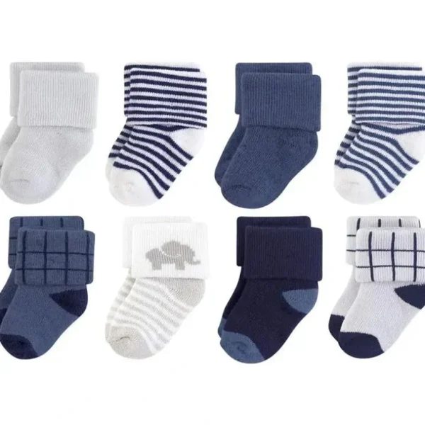 Baby Vision - Touched by Nature Unisex Baby Organic Cotton Socks, Blue Elephant, 6-12M, 8Pk - cutbabycare.com | baby boutique & care hub