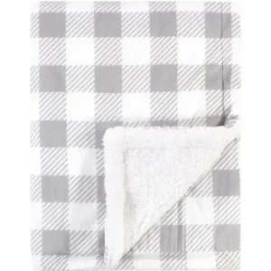 Baby Vision Blanket with Sherpa Back, Gray Plaid - cutbabycare.com | baby boutique & care hub