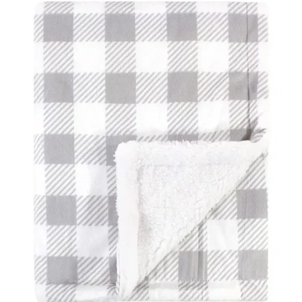 Baby Vision Blanket with Sherpa Back, Gray Plaid - cutbabycare.com | baby boutique & care hub