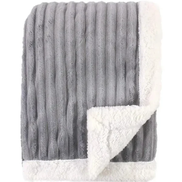 Baby Vision Corduroy Blanket with Sherpa Backing and Trim, Gray - cutbabycare.com | baby boutique & care hub