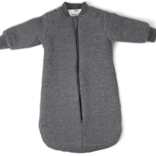 babystudio sleeping bag cotton with arms 3.0 TOG - Charcoal/Hugs equals love - cutbabycare.com | baby boutique & care hub
