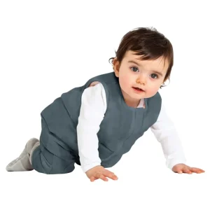 babystudio Warmies Cotton Sleeveless with legs 2.5 TOG - Charcoal/Hugs equal love - cutbabycare.com | baby boutique & care hub