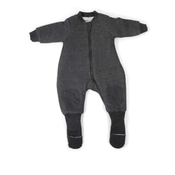 babystudio warmies cotton with arms and legs cotton 3.0TOG - charcoal/hugs equals love - cutbabycare.com | baby boutique & care hub
