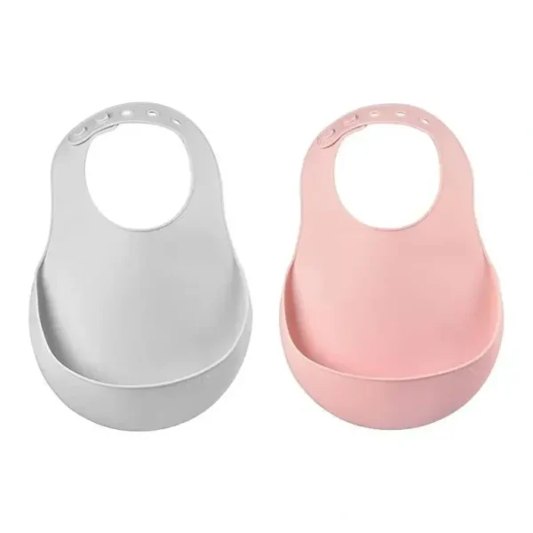 Beaba - 2Pk Silicone Baby Bib, Cloud/Rose - cutbabycare.com | baby boutique & care hub