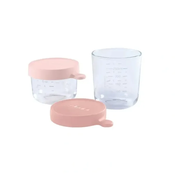 Beaba Superior Glass Jar 2 Pack 150ml/250ml Pink & Dark Pink - cutbabycare.com | baby boutique & care hub