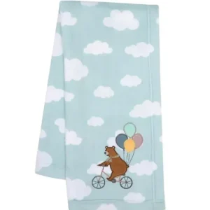 Bedtime Originals - Up Up & Away Bear/Balloon/Cloud Soft Blue Fleece Baby Blanket - cutbabycare.com | baby boutique & care hub