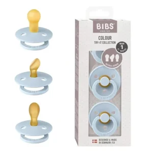 Bibs - Pacifiers 0-6 Months, 3-Pack Soothers, BPA-Free Symmetrical Nipple, Baby Blue - cutbabycare.com | baby boutique & care hub