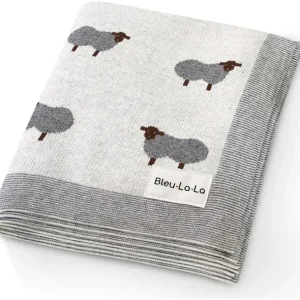Bleu La La - 100% Luxury Cotton Swaddle Receiving Baby Blanket, Sheep Ivory - cutbabycare.com | baby boutique & care hub