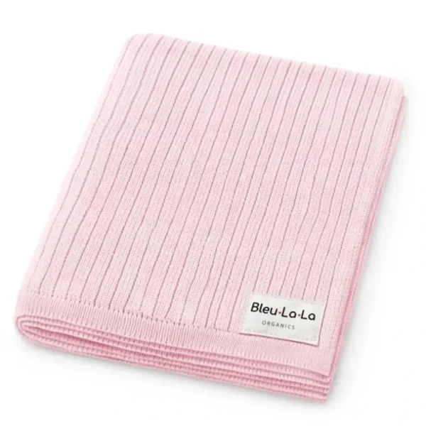 Bleu La La - 100% Luxury Organic Cotton Ribbed Baby Swaddle Blanket, Bluh Pink - cutbabycare.com | baby boutique & care hub