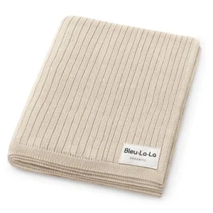 Bleu La La - 100% Luxury Organic Cotton Ribbed Baby Swaddle Blanket, Oatmeal - cutbabycare.com | baby boutique & care hub