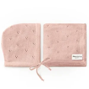 Bleu La La - 100% Organic Cotton Luxury Organic Blanket + Bonnet Hat Set, Pink - cutbabycare.com | baby boutique & care hub