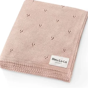 Bleu La La - 100% Organic Cotton Pointelle Swaddle Receiving Baby Blanket, Ballet Slippers - cutbabycare.com | baby boutique & care hub