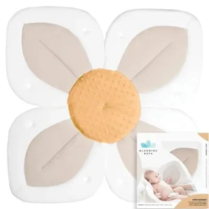 Blooming Bath - Lotus Flower Bath Mat Sink Cushion, Buttercream - cutbabycare.com | baby boutique & care hub