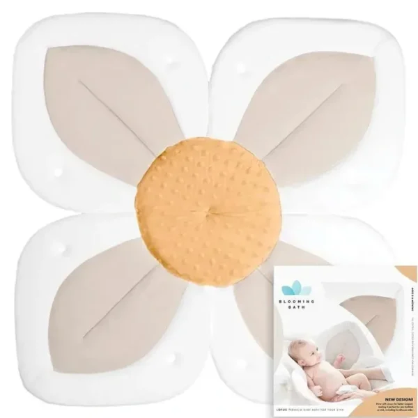 Blooming Bath - Lotus Flower Bath Mat Sink Cushion, Buttercream - cutbabycare.com | baby boutique & care hub