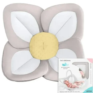 Blooming Bath - Lotus Plush Minky Baby Sink Bathtub Cushion, Grey - cutbabycare.com | baby boutique & care hub