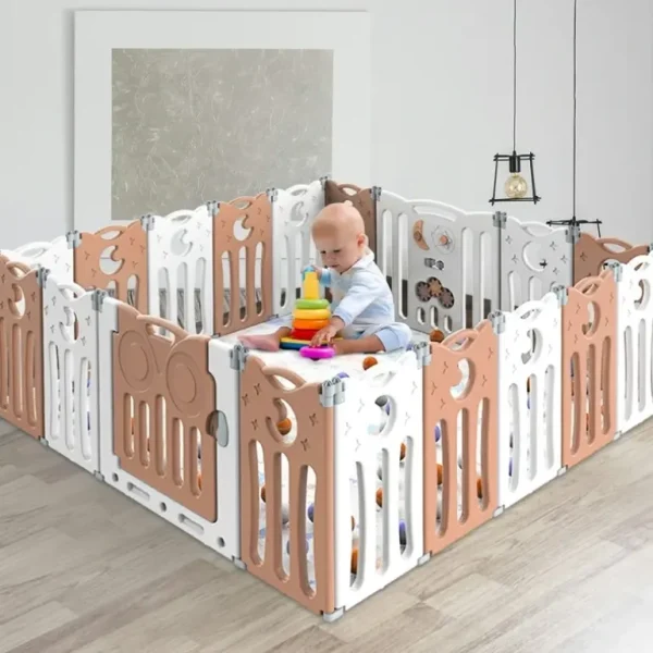 BoPeep Kids Baby Playpen Foldable Child Safety Gate Toddler Fence 18 Panels Pink - cutbabycare.com | baby boutique & care hub