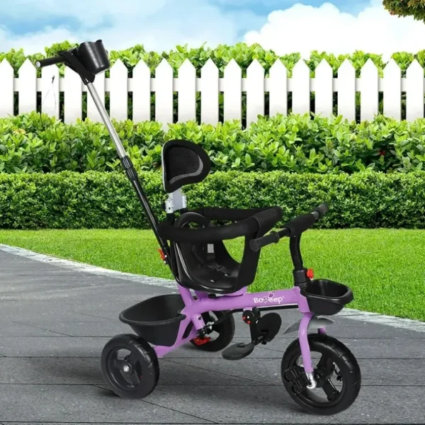 BoPeep Kids Tricycle Trike Ride On Toy Toddler Balance Bike Pram Stroller Purple - cutbabycare.com | baby boutique & care hub