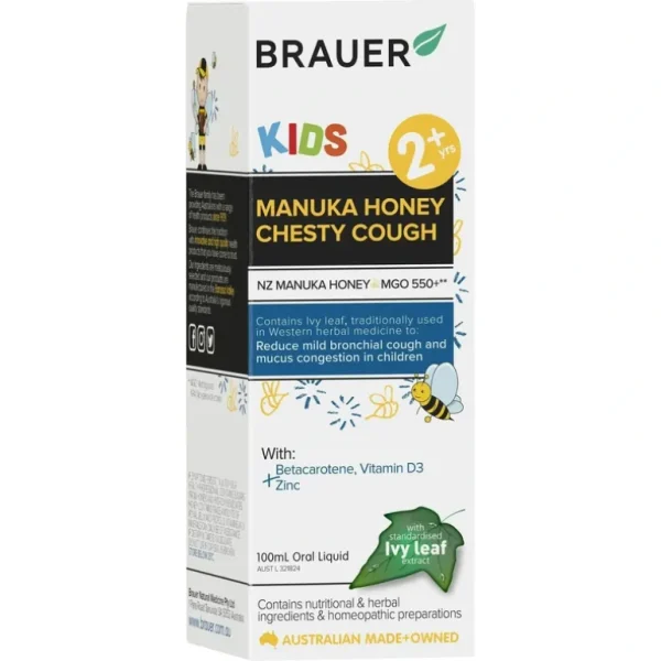 Brauer Kids Manuka Honey Chesty Cough 100ml - cutbabycare.com | baby boutique & care hub