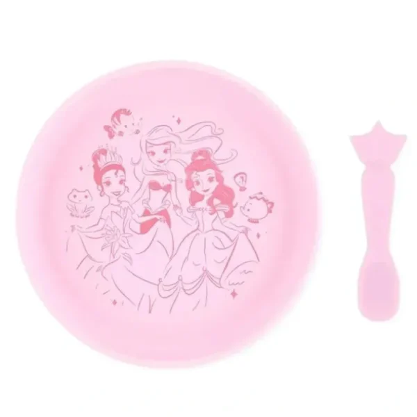 Bumkins - Disney Baby and Toddler Silicone Plate and Spoon Set, 6 Months Up, Princess - cutbabycare.com | baby boutique & care hub