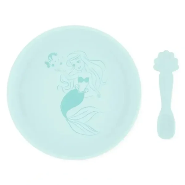 Bumkins - Disney Baby and Toddler Silicone Plate and Spoon Set, 6 Months Up, Princess Ariel - cutbabycare.com | baby boutique & care hub