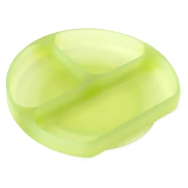 Bumkins - Toddler and Baby Suction Plate, Silicone Divided Grip Dish, Green Jelly - cutbabycare.com | baby boutique & care hub