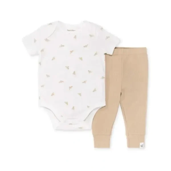 Burts Bees - Baby Golden Bee Bodysuit & Ribbed Pant Set, Cloud - cutbabycare.com | baby boutique & care hub