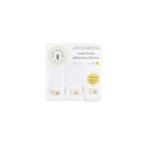 Burt's Bees 6pc 100% Organic Cotton Baby Washcloths,All White - cutbabycare.com | baby boutique & care hub