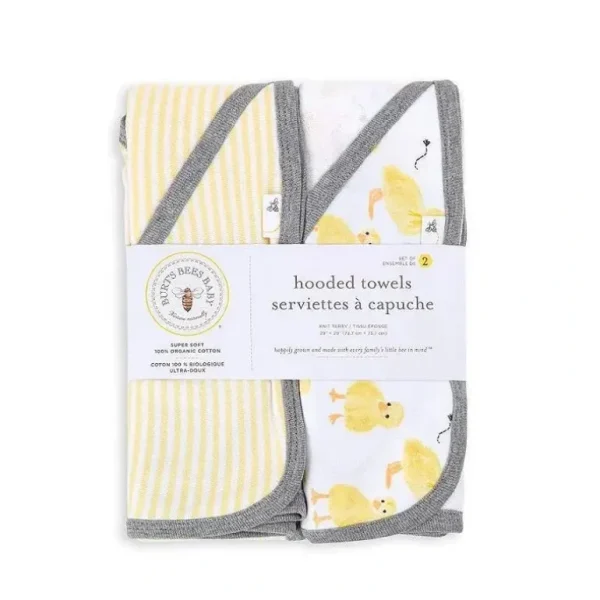 Burt's Bees Set Of 2 Little Ducks Hooded Towels Sunshine Hanger - cutbabycare.com | baby boutique & care hub