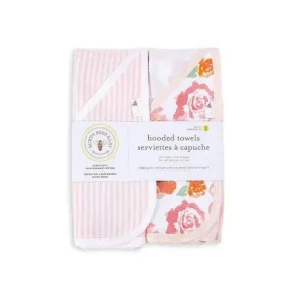 Burt's Bees Set Of 2 Rosy Spring Hooded Towels Blossom - One Size Hanger - cutbabycare.com | baby boutique & care hub