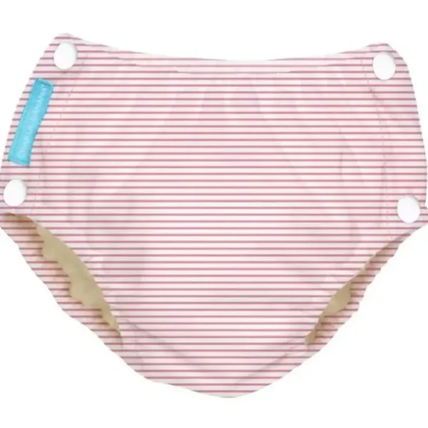 Charlie Banana - Pencil Stripes Pink Baby Reusable Swim Diaper with Snaps - cutbabycare.com | baby boutique & care hub