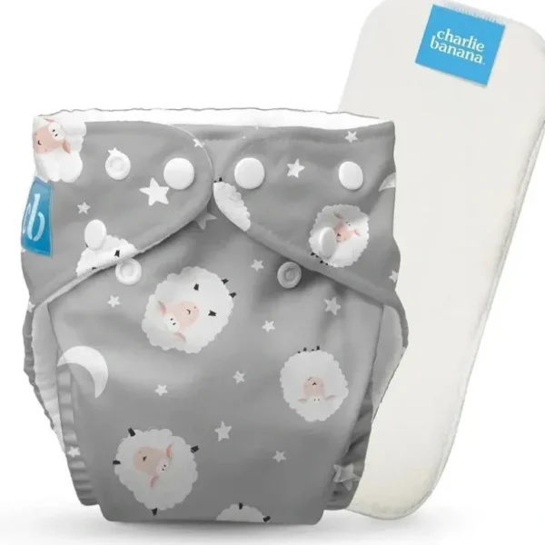 Charlie Banana - Reusable Washable Cloth Diaper, Adjustable One Size, Sweet Dreams On Grey - cutbabycare.com | baby boutique & care hub