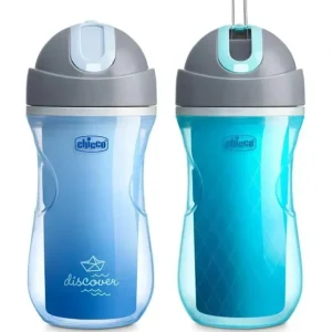 Chicco Insulated Flip-Top Straw Cup 9oz. 12m+ (2pk) in Blue Discover/Teal - cutbabycare.com | baby boutique & care hub