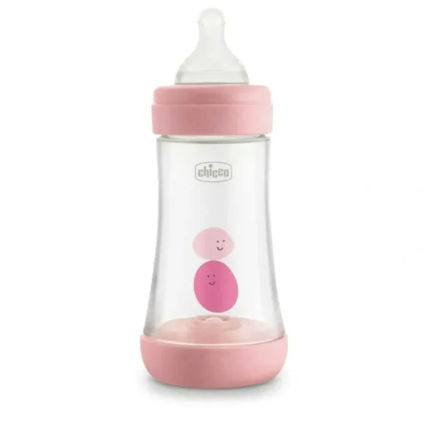 Chicco Nursing Baby Perfect5 240ml Feeding Bottle/Medium Silicone Teat 2m+ Pink - cutbabycare.com | baby boutique & care hub