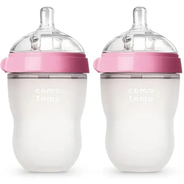 Comotomo - 2Pk Natural Feel Baby Bottle, Pink (8Oz) - cutbabycare.com | baby boutique & care hub