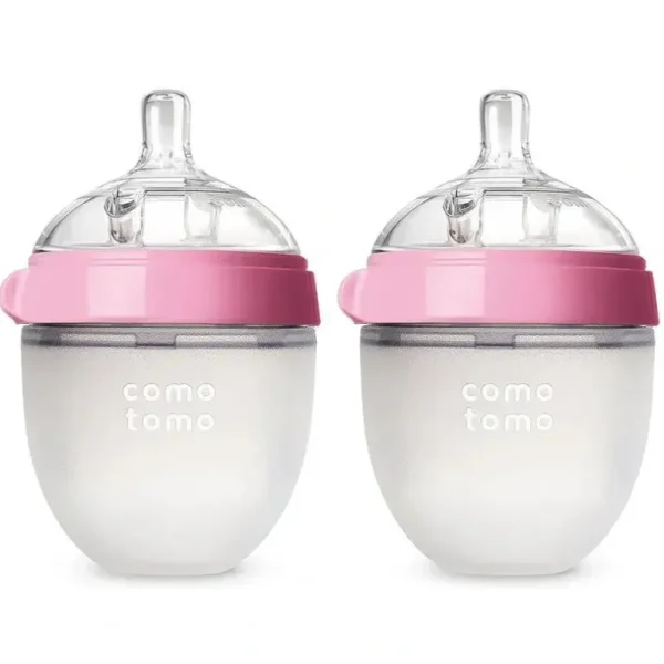 Comotomo - 2Pk Natural Feel Baby Bottle, Pink (5Oz) - cutbabycare.com | baby boutique & care hub